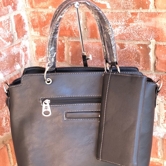 American Bling Handbag+ Wallet Black Blue - Picture 3 of 8